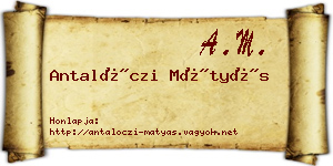 Antalóczi Mátyás névjegykártya
